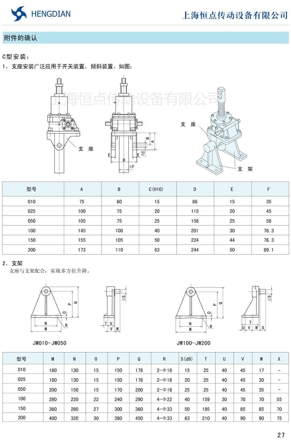 JWM螺旋升降機附件的確認