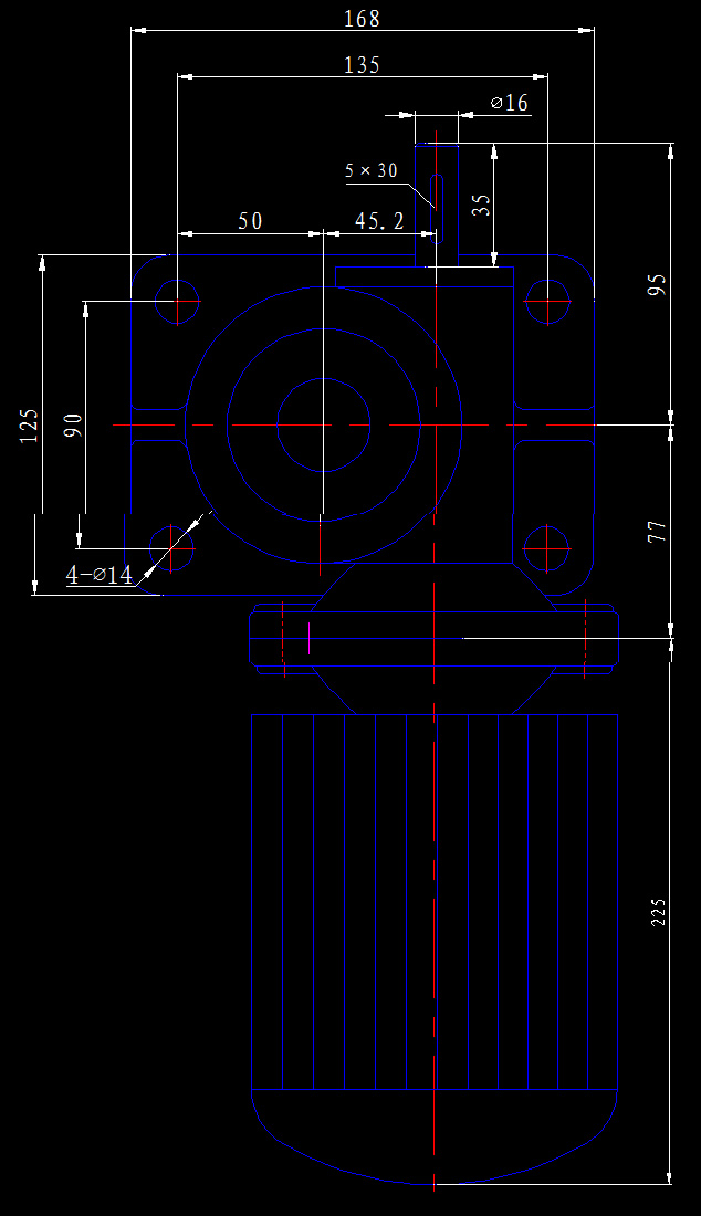 SWLD2.5-1A-Y0.37KW/4P 絲杆升降機配電機安裝尺寸圖
