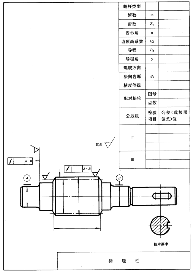 圓柱蝸杆、蝸輪圖樣上應注明的尺寸數據圖例