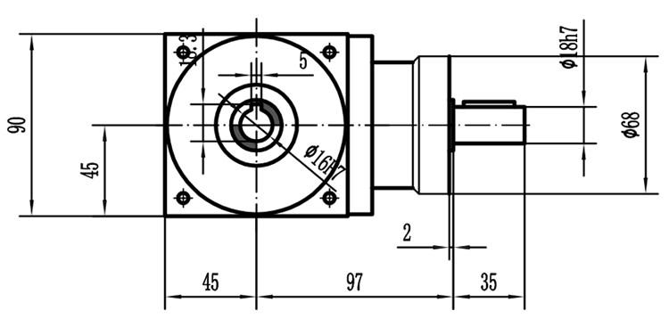HDA09系列換向器：HDA09-2：1-E外形安裝尺寸圖2